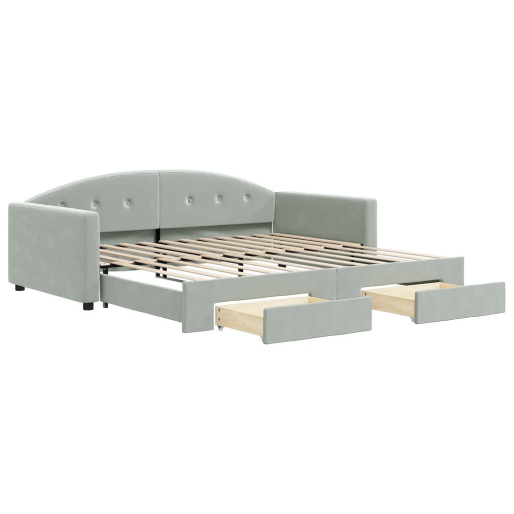 Dnevni krevet na razvlačenje svjetlosivi 100x200 cm baršunasti