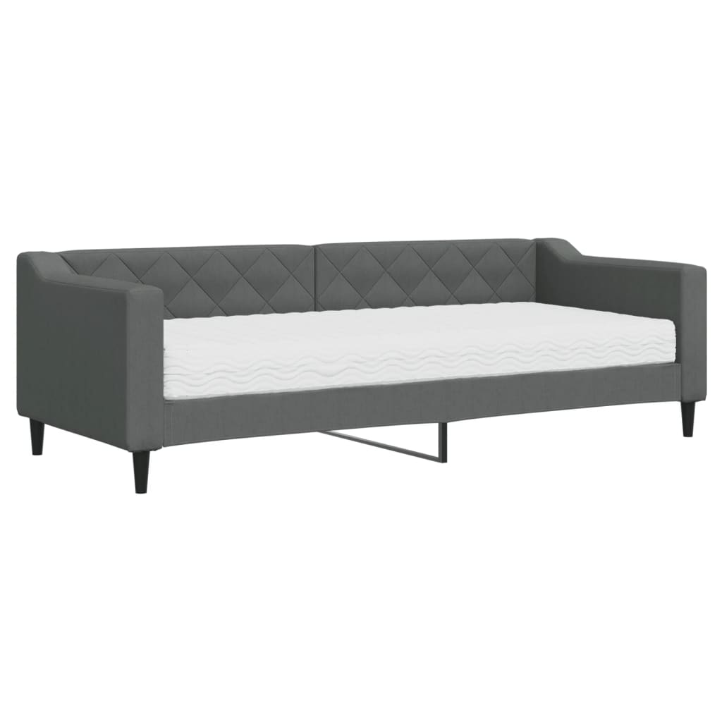 Dnevni krevet s madracem tamnosivi 80 x 200 cm od tkanine