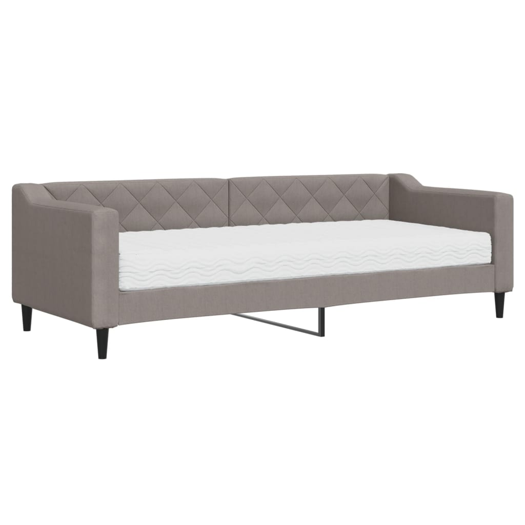 Dnevni krevet s madracem smeđesivi 80 x 200 cm od tkanine