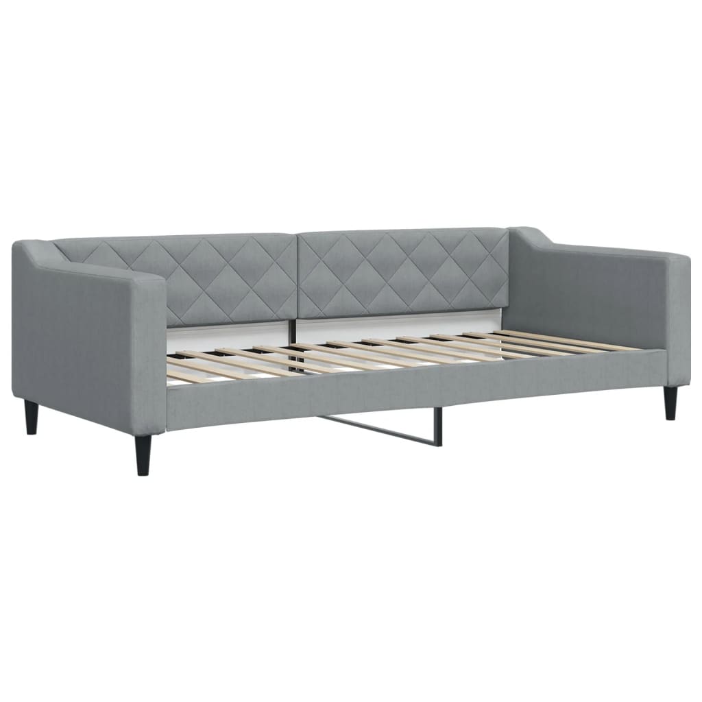 Dnevni krevet s madracem svjetlosivi 90 x 200 cm od tkanine