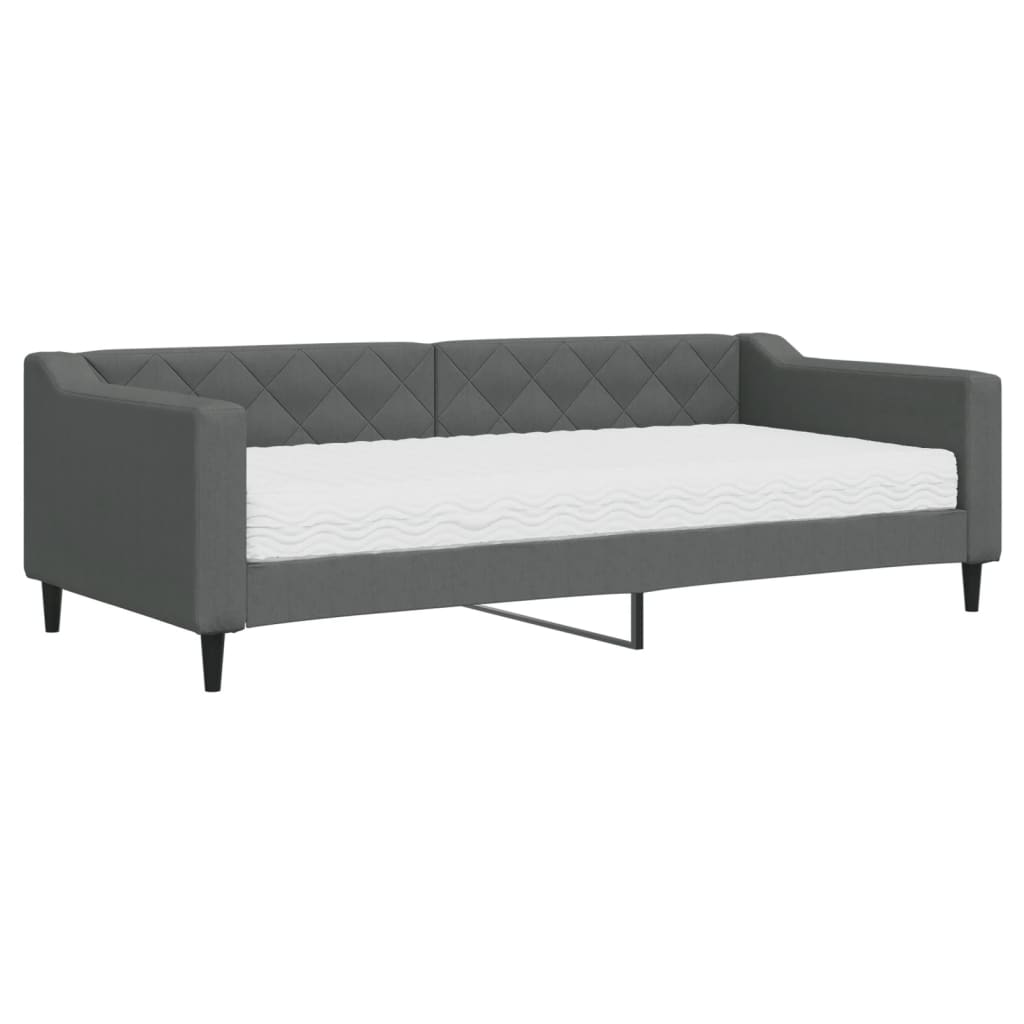 Dnevni krevet s madracem tamnosivi 90 x 200 cm od tkanine