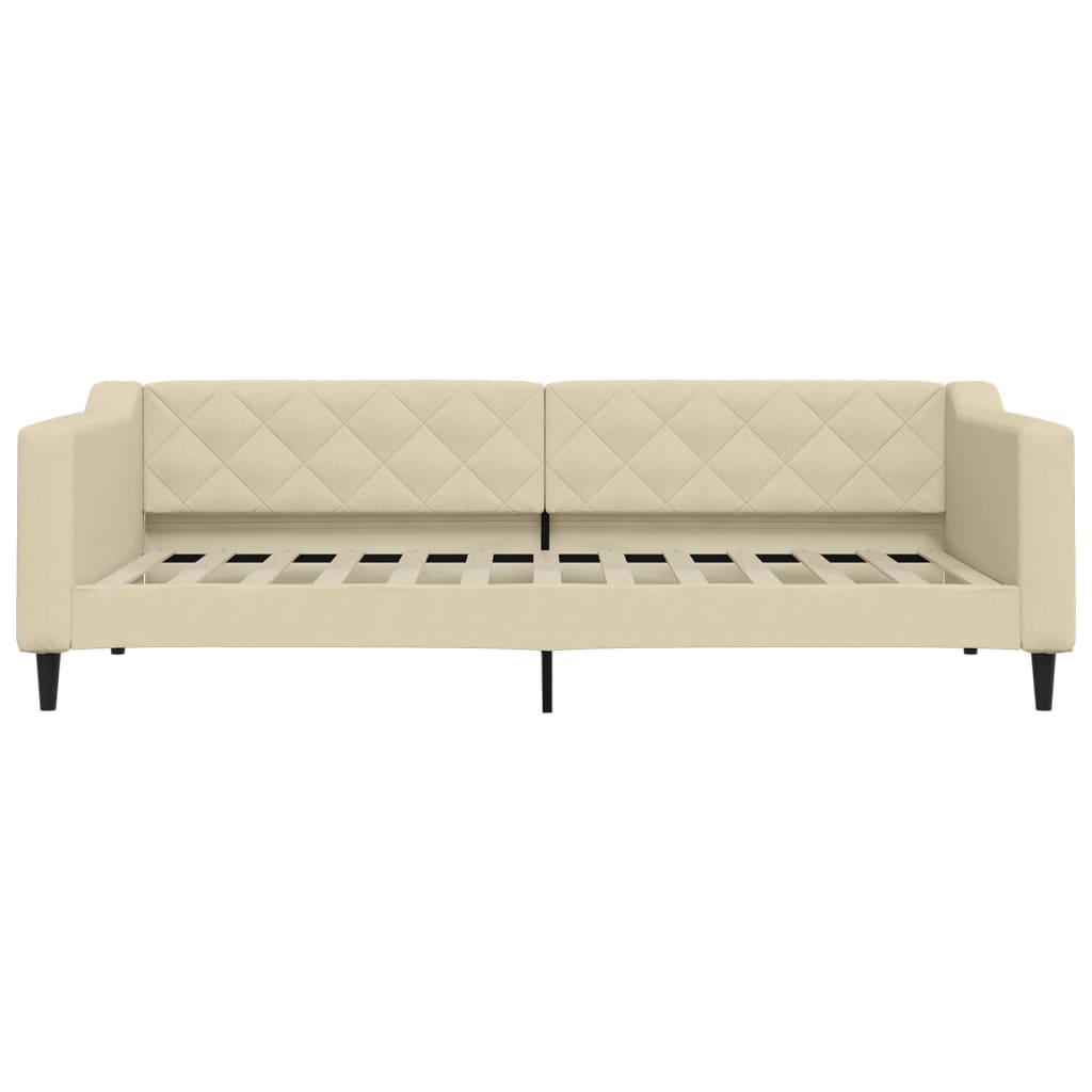 Dnevni krevet s madracem krem 90 x 200 cm od tkanine