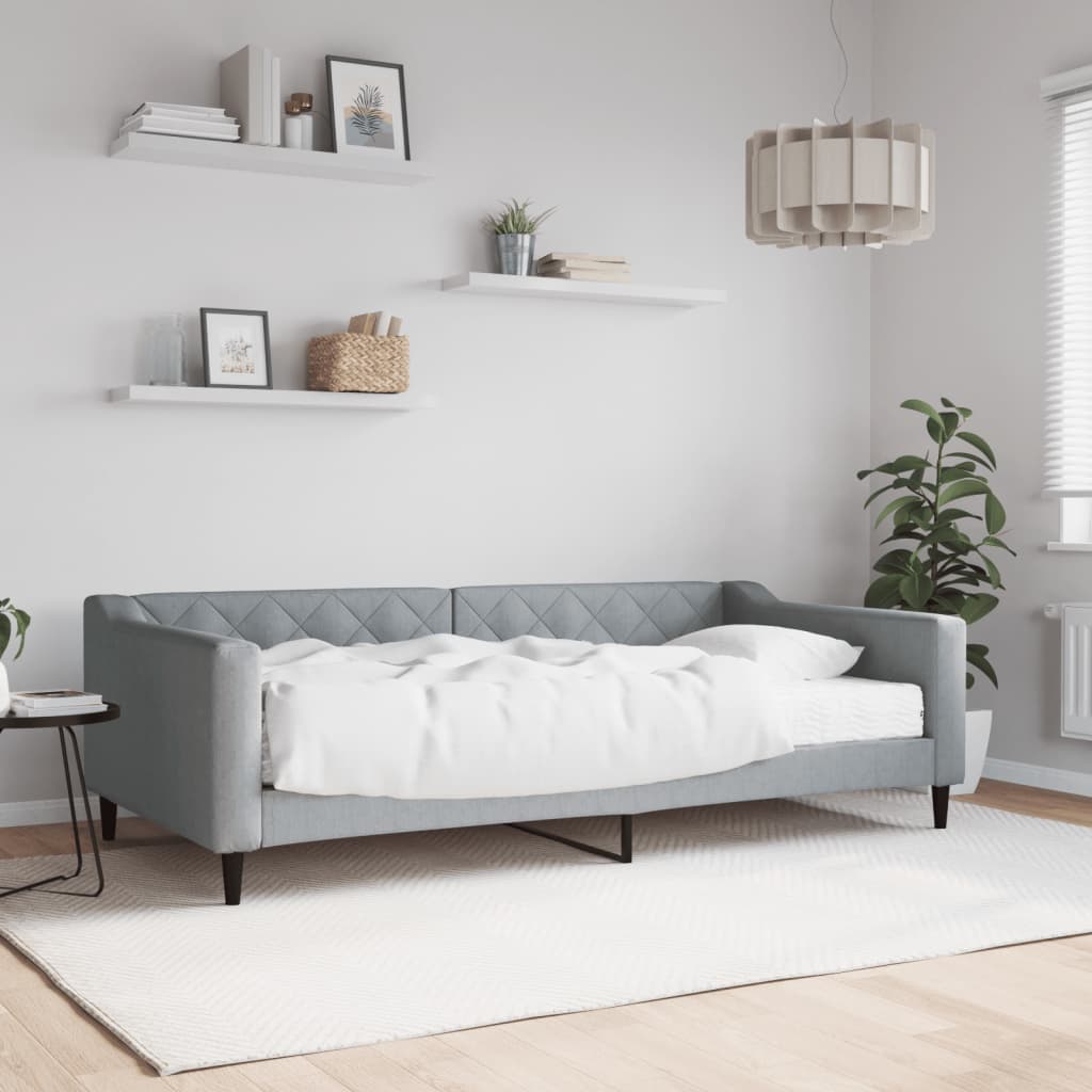 Dnevni krevet s madracem svjetlosivi 100 x 200 cm od tkanine