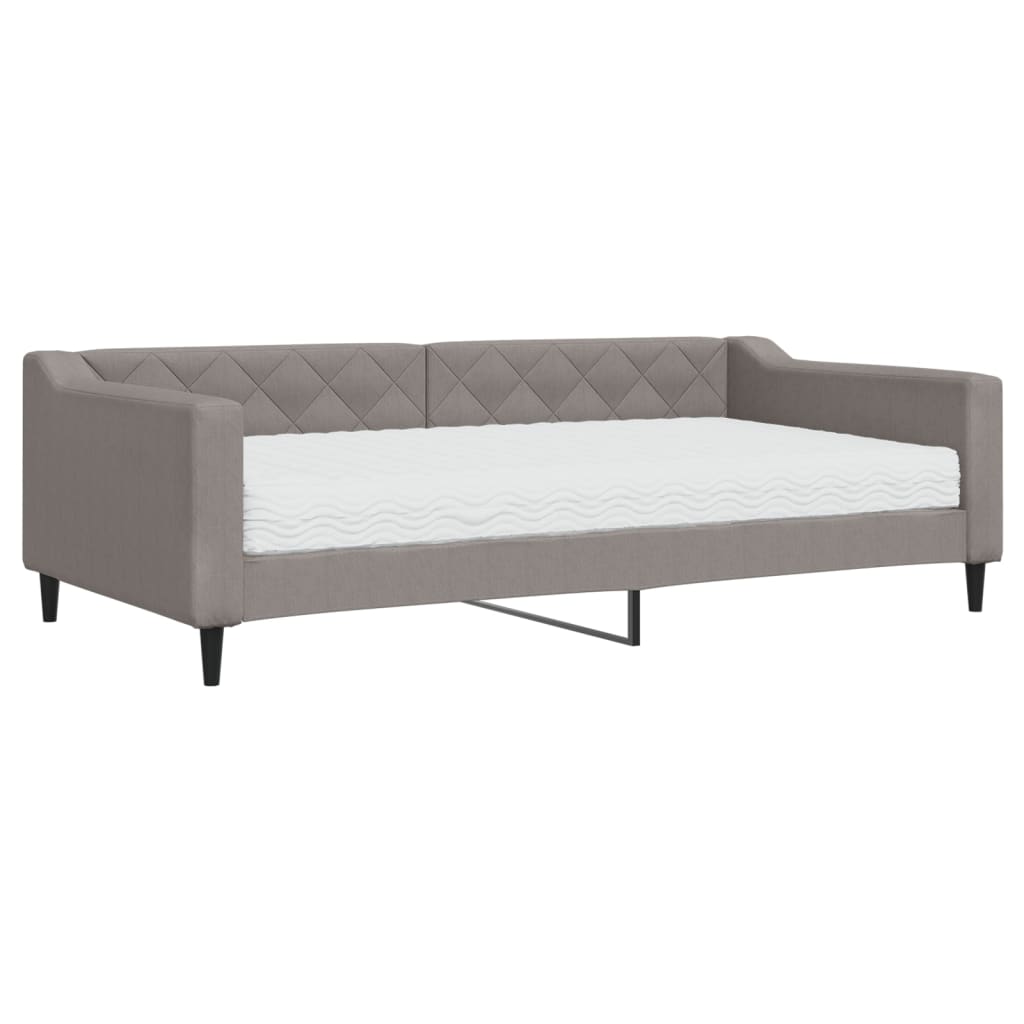 Dnevni krevet s madracem smeđesivi 100 x 200 cm od tkanine