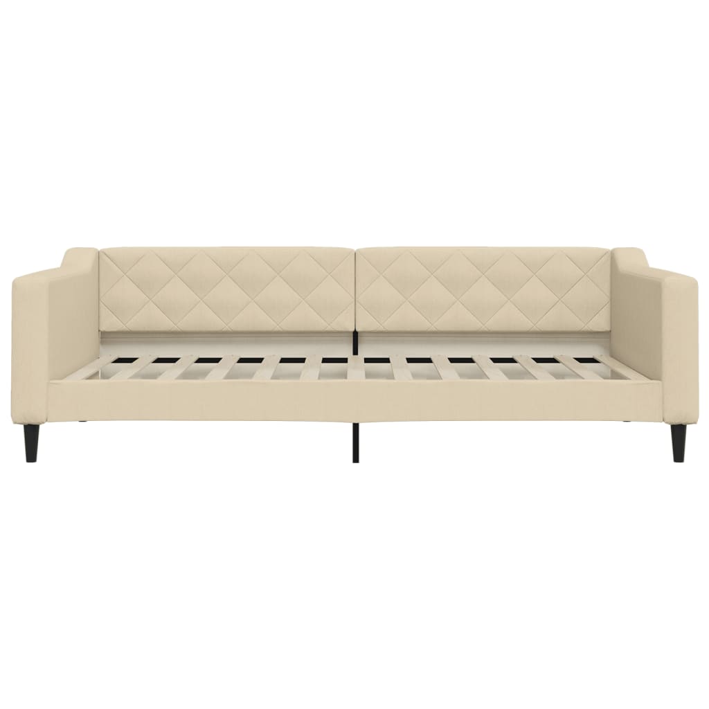 Dnevni krevet s madracem krem 100 x 200 cm od tkanine