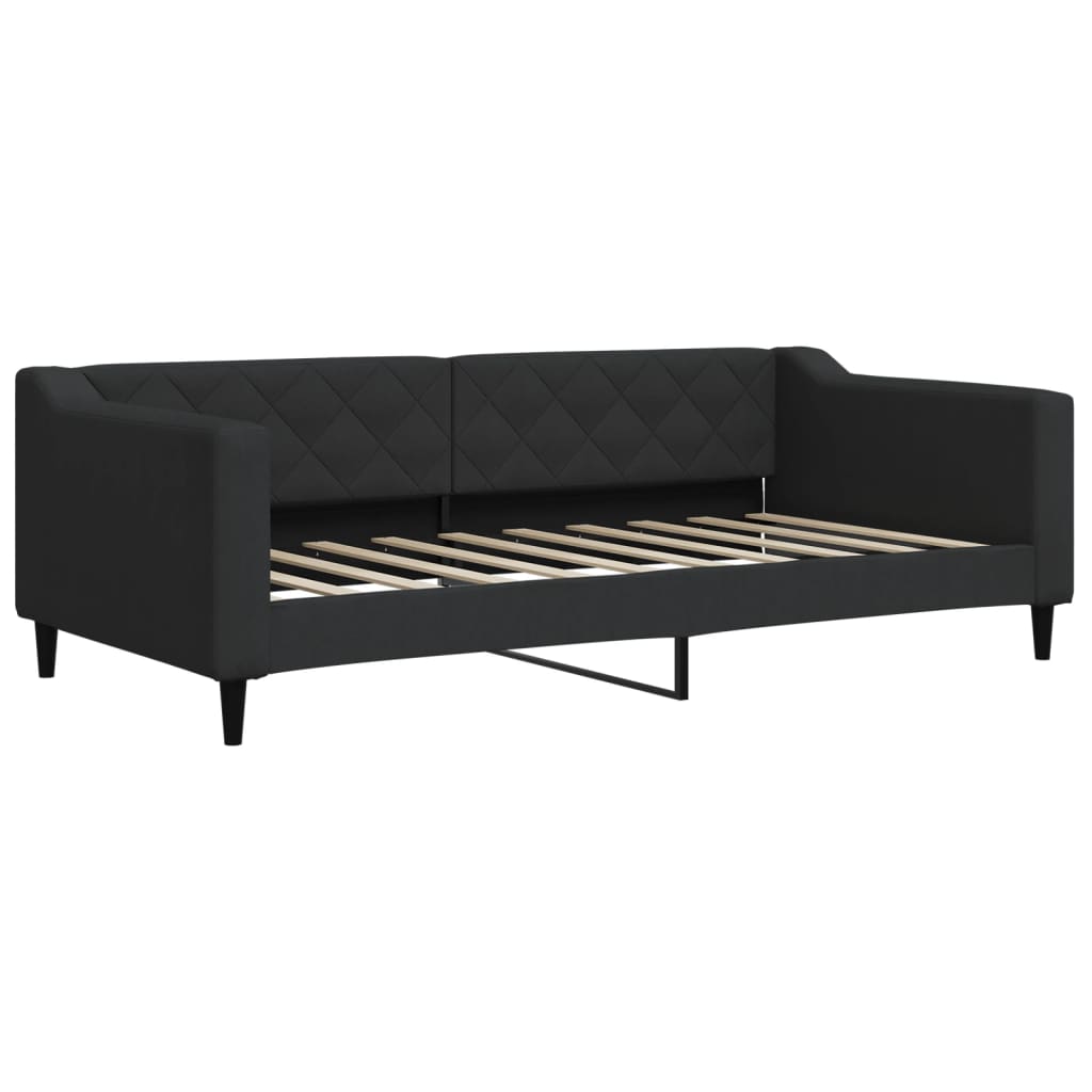 Dnevni krevet s madracem crni 90 x 190 cm od tkanine