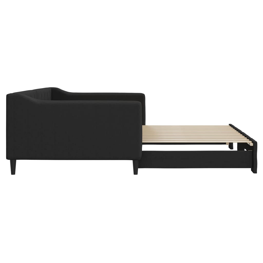 Dnevni krevet na razvlačenje crni 100 x 200 cm od tkanine