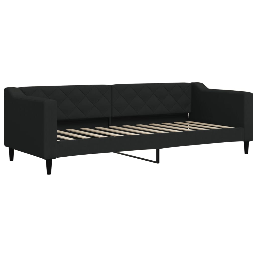 Dnevni krevet na razvlačenje s madracima crni 80x200 cm tkanina