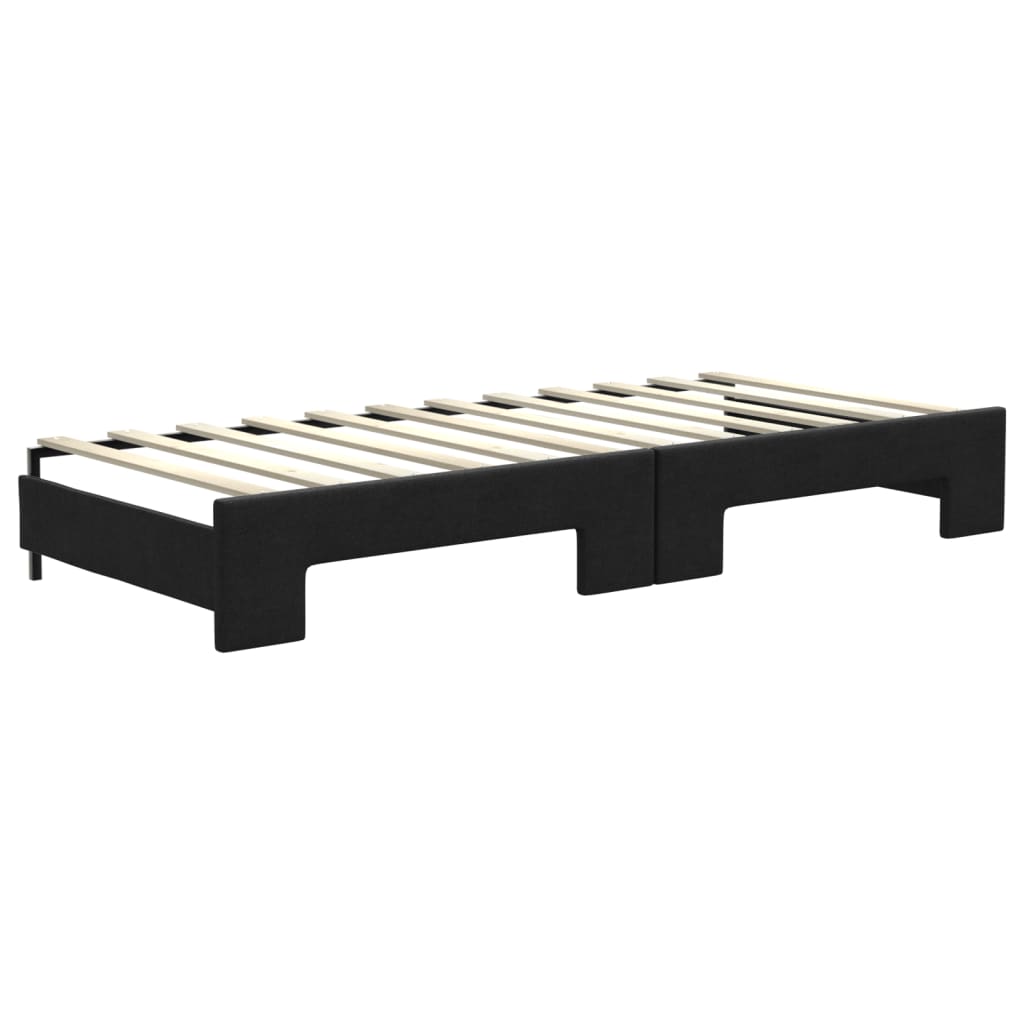 Dnevni krevet na razvlačenje s madracima crni 80x200 cm tkanina