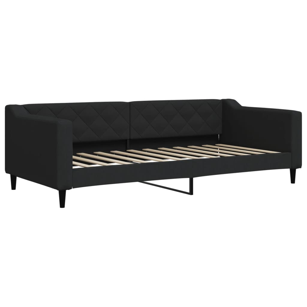 Dnevni krevet na razvlačenje s madracima crni 90x200 cm tkanina