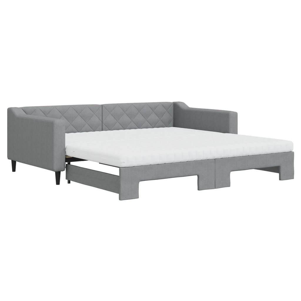 Dnevni krevet na razvlačenje svjetlosivi 100x200 cm od tkanine