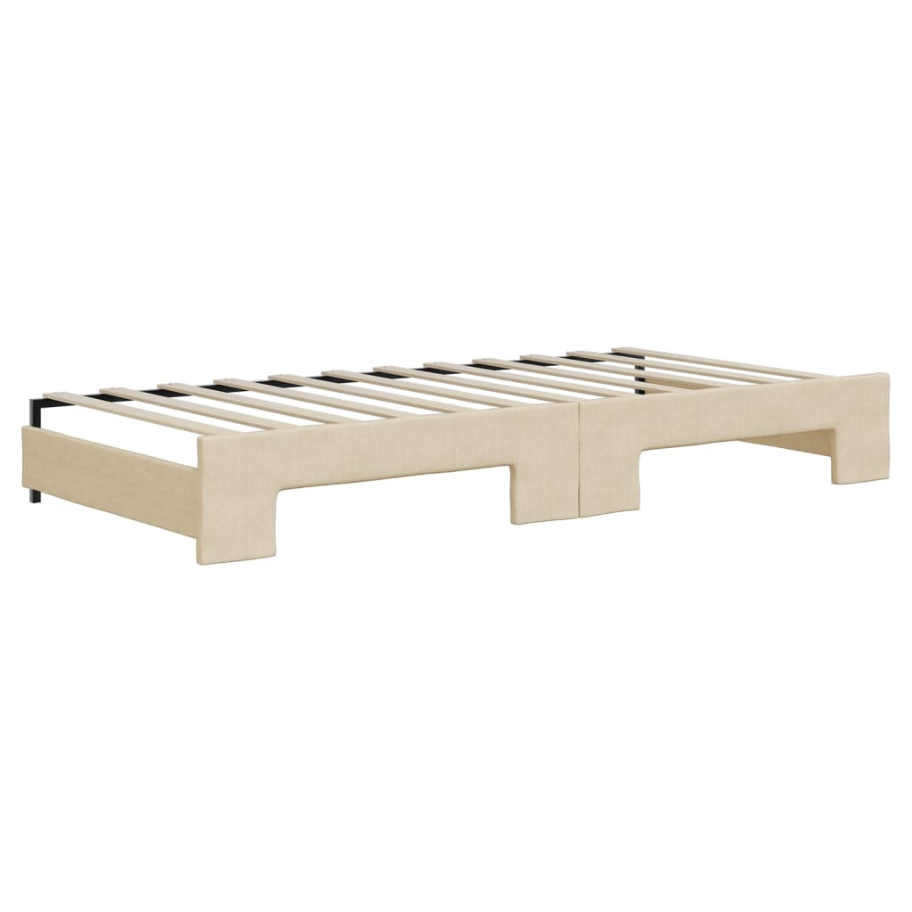 Dnevni krevet na razvlačenje s ladicama krem 90x200 cm tkanina