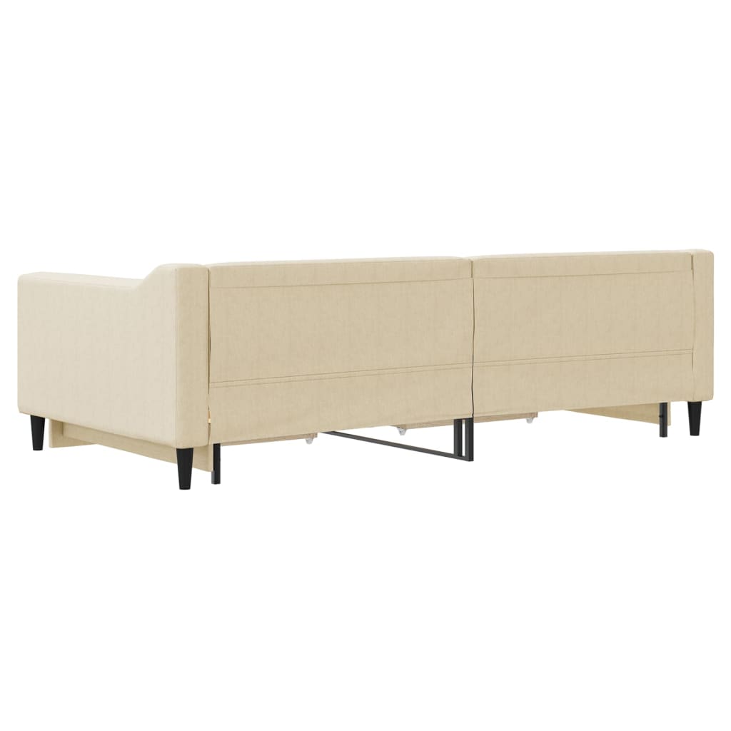 Dnevni krevet na razvlačenje s ladicama krem 100x200 cm tkanina