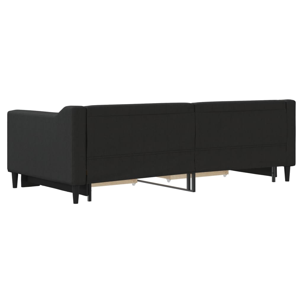 Dnevni krevet na razvlačenje s ladicama crni 90x190 cm tkanina