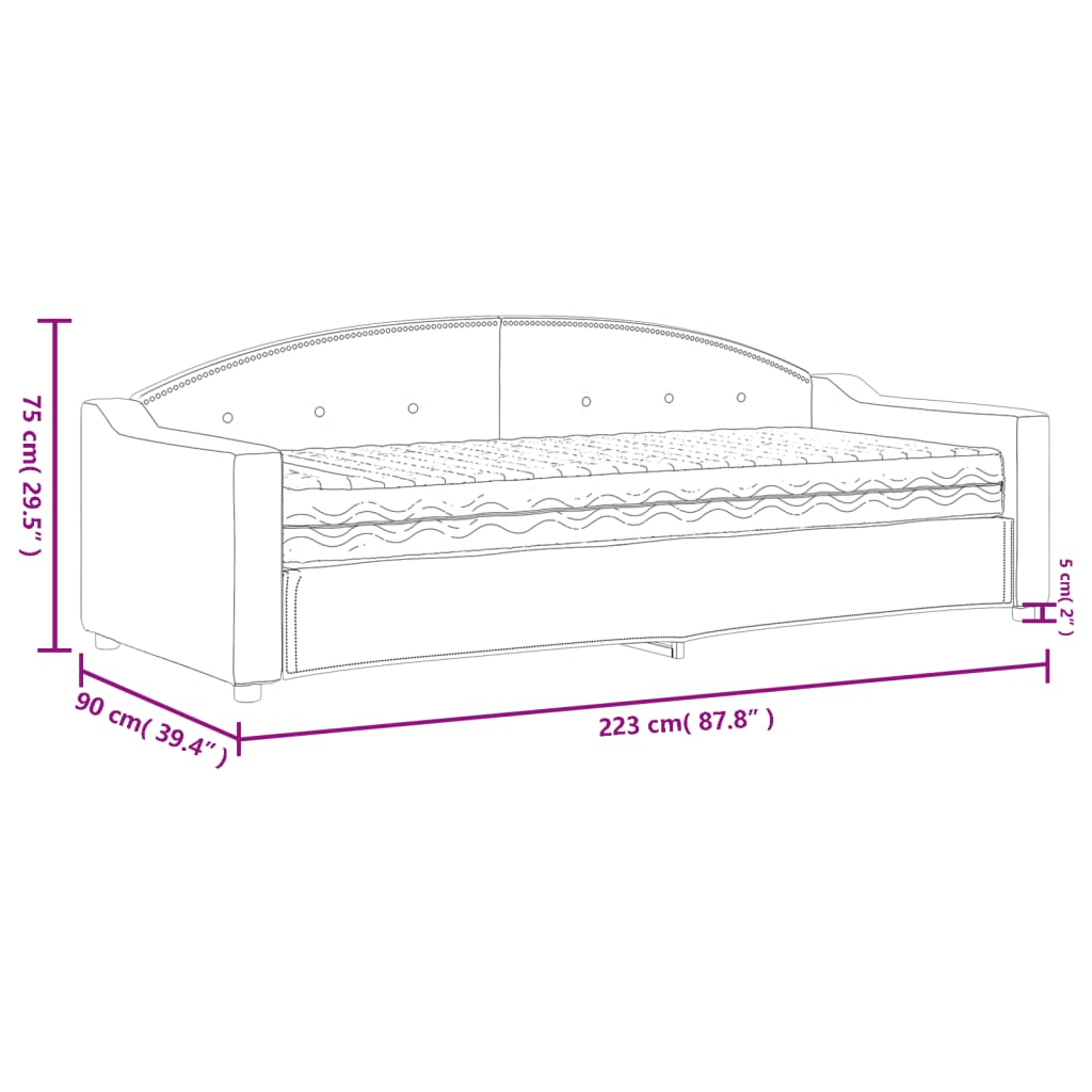 Dnevni krevet s madracem svjetlosivi 80 x 200 cm od tkanine
