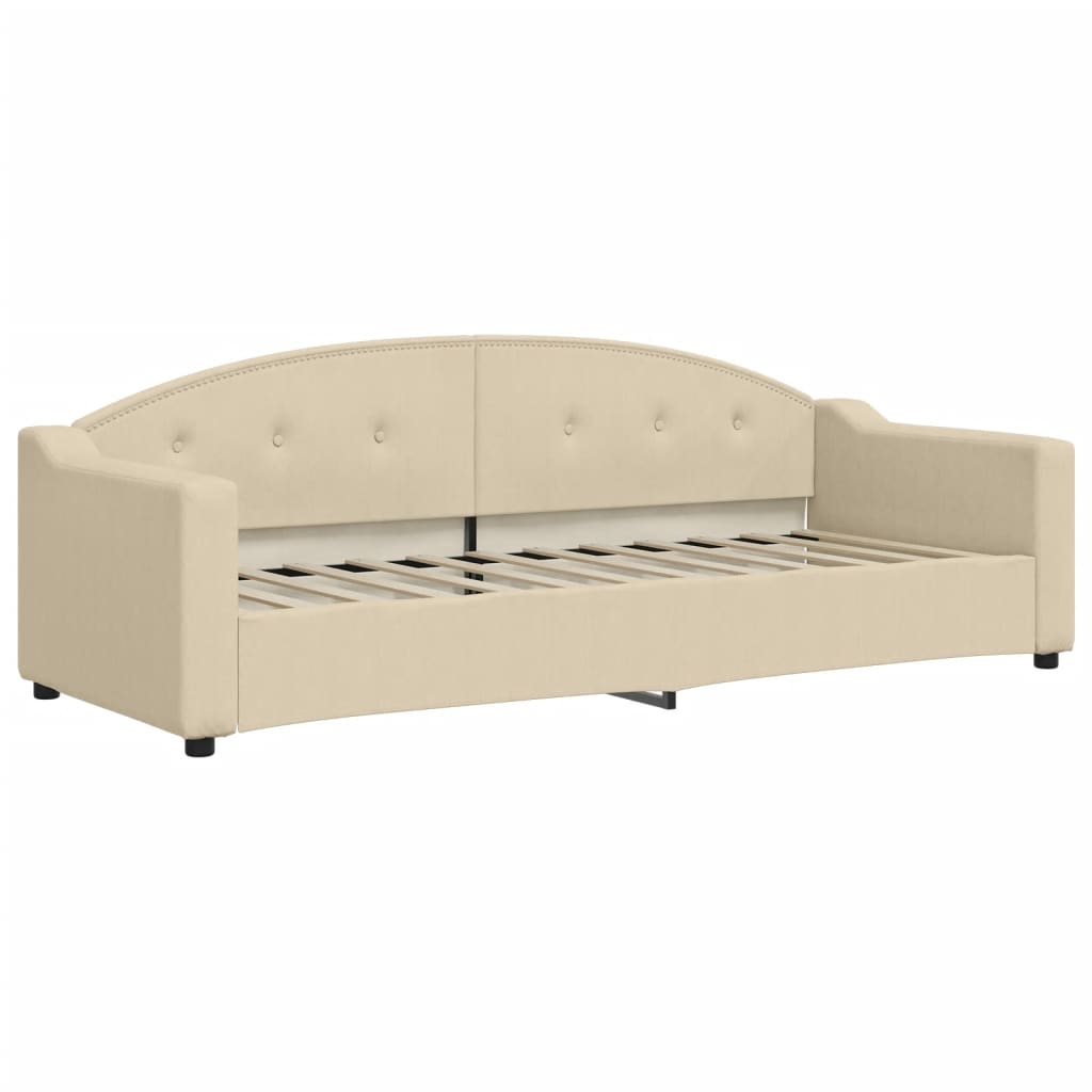 Dnevni krevet s madracem krem 80 x 200 cm od tkanine