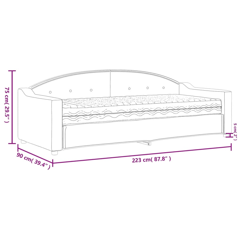 Dnevni krevet s madracem krem 80 x 200 cm od tkanine