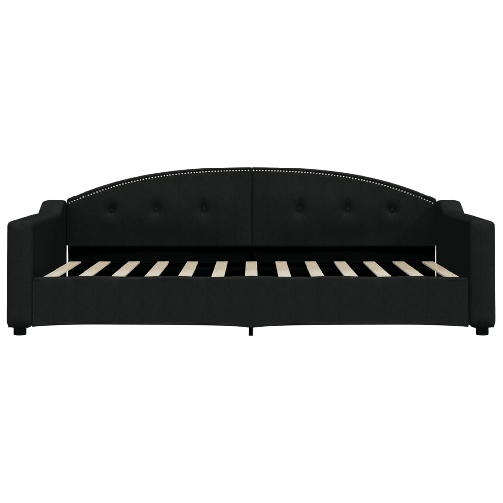 Dnevni krevet s madracem crni 90 x 200 cm od tkanine