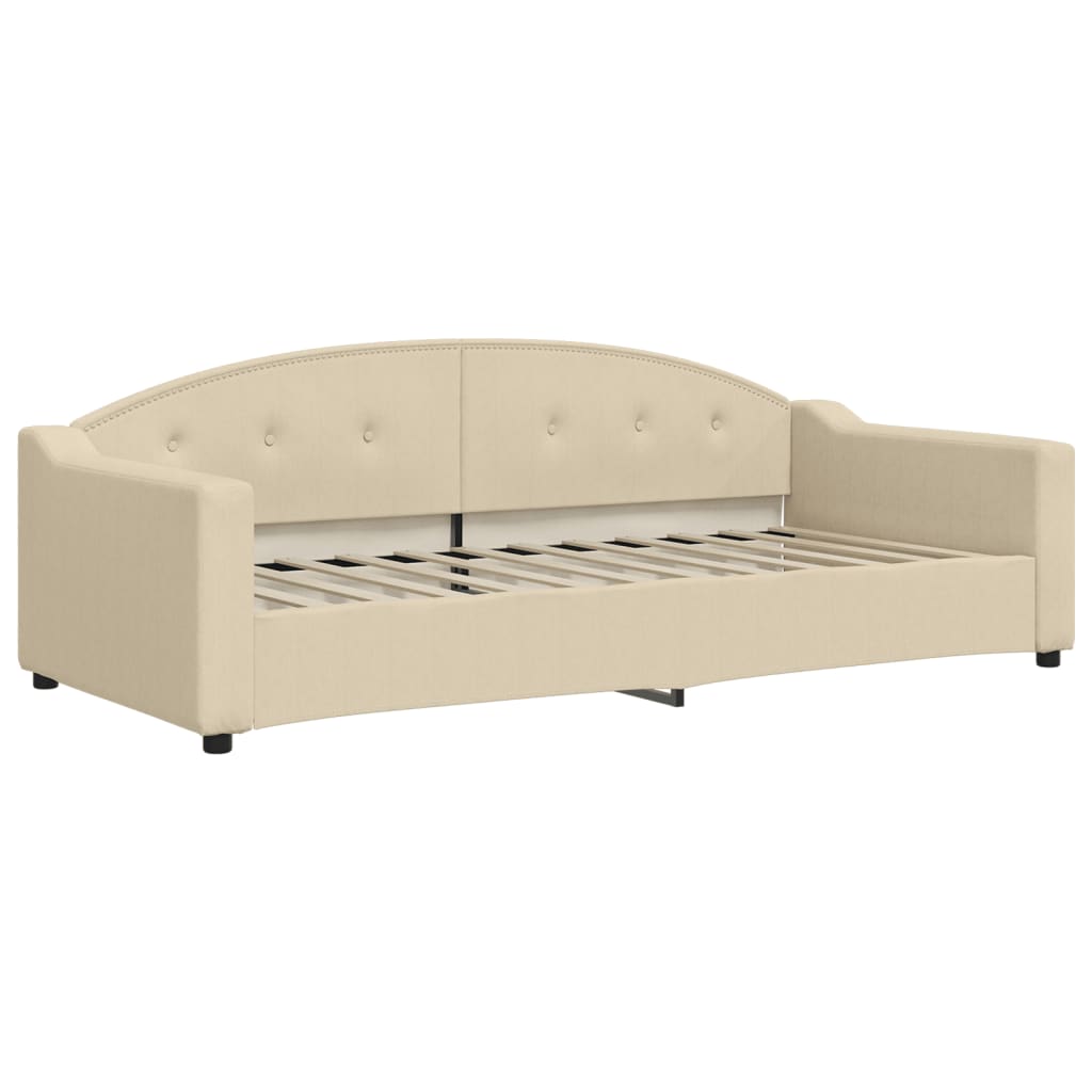 Dnevni krevet na razvlačenje krem 90 x 200 cm od tkanine