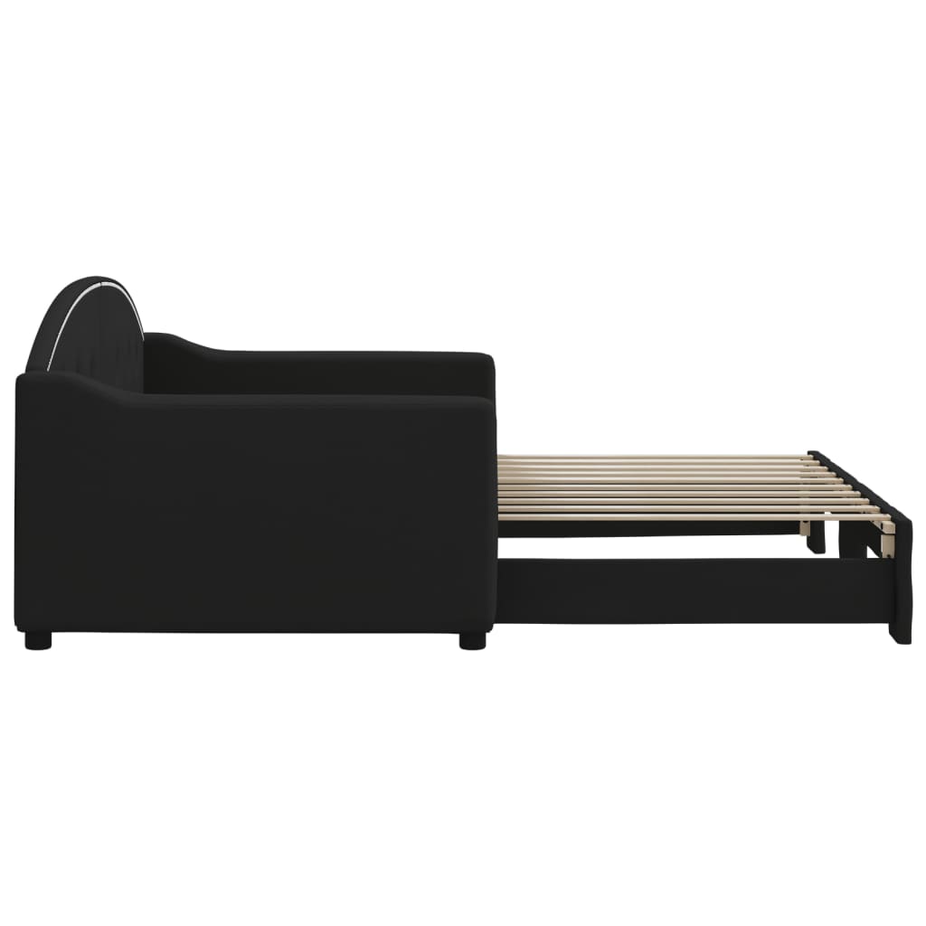 Dnevni krevet na razvlačenje crni 90 x 190 cm od tkanine