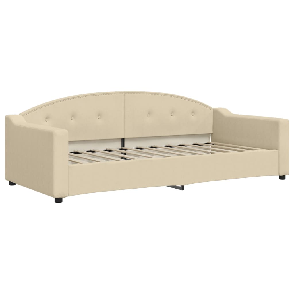 Dnevni krevet na razvlačenje s ladicama krem 90x200 cm tkanina