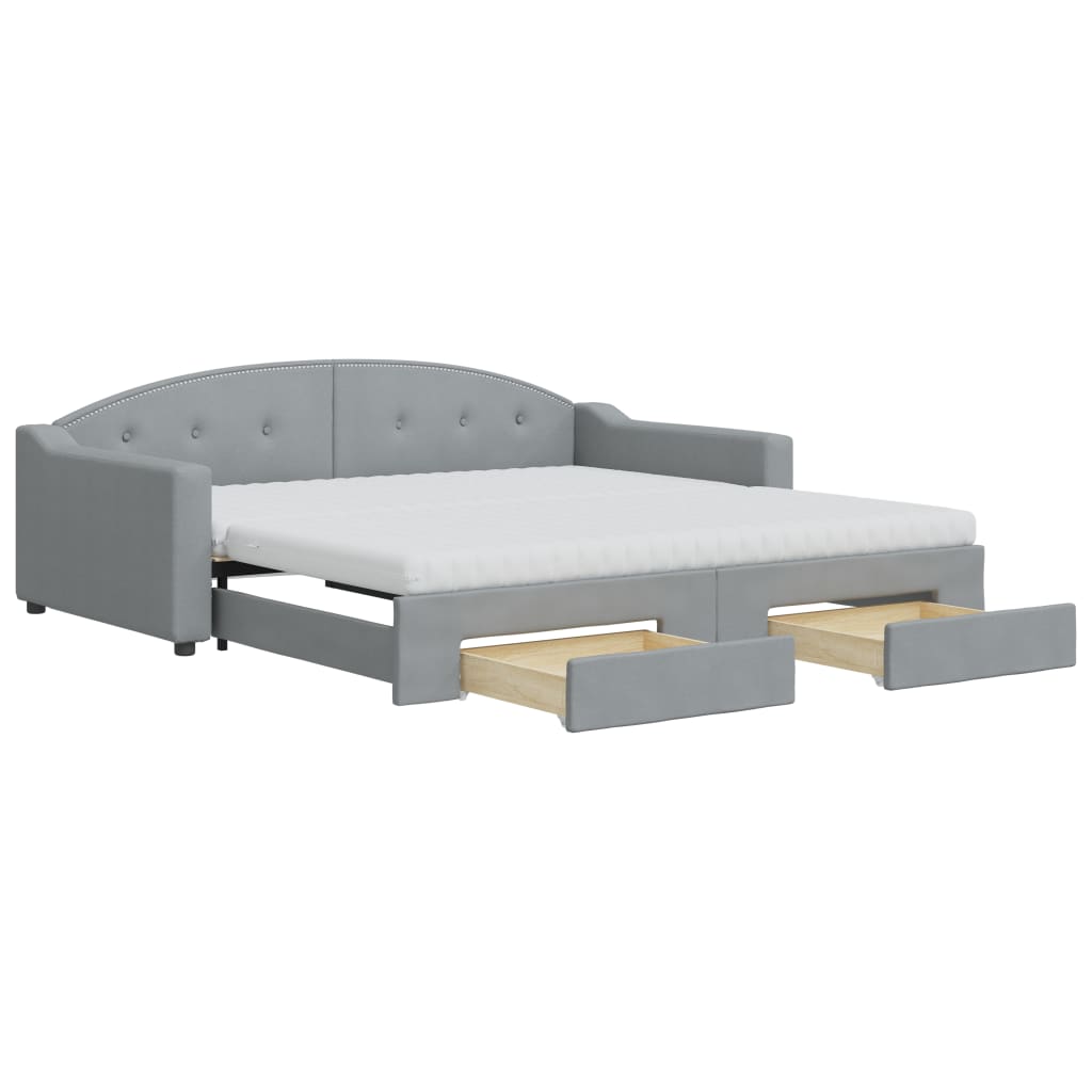 Dnevni krevet na razvlačenje svjetlosivi 100x200 cm od tkanine