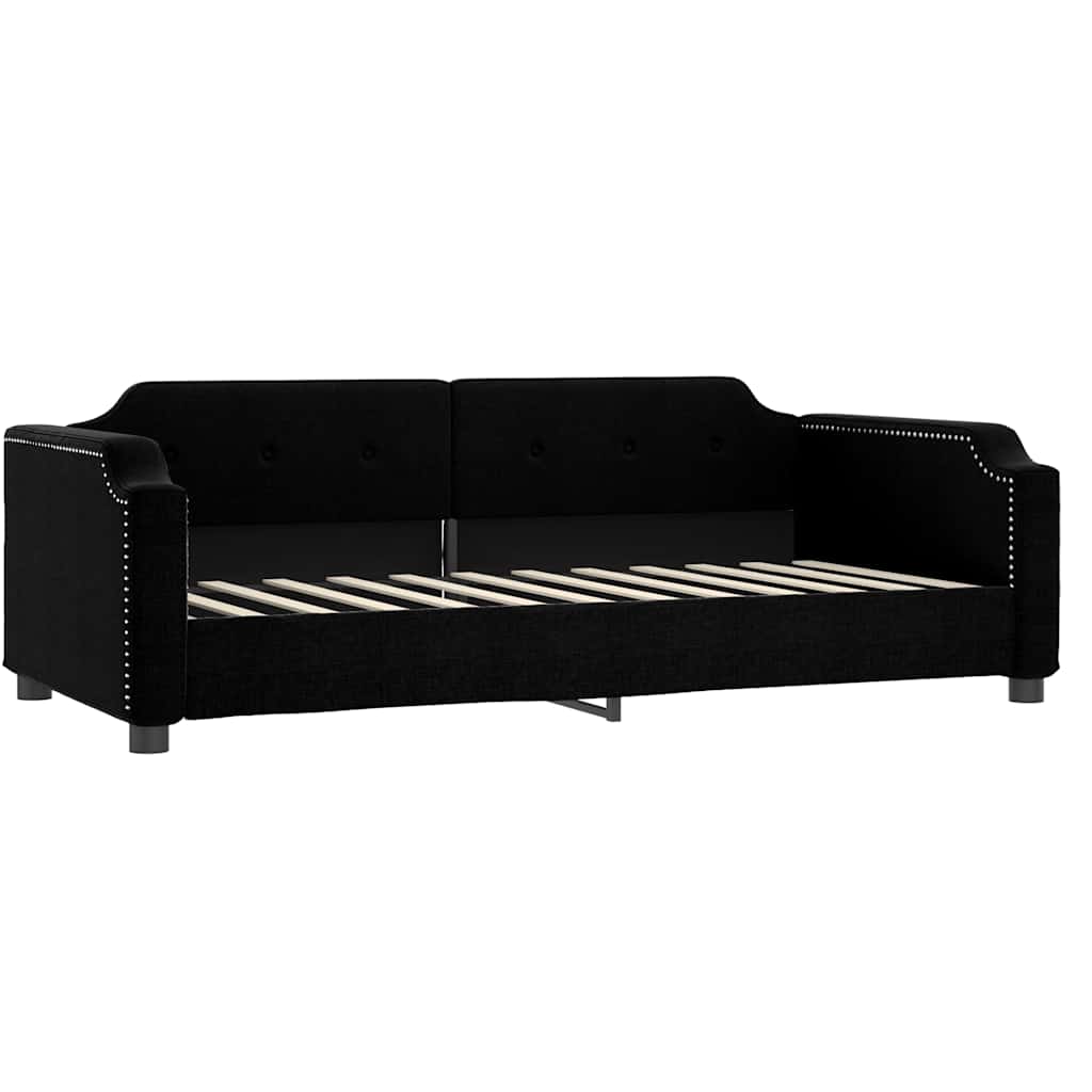 Dnevni krevet s madracem crni 80 x 200 cm od tkanine
