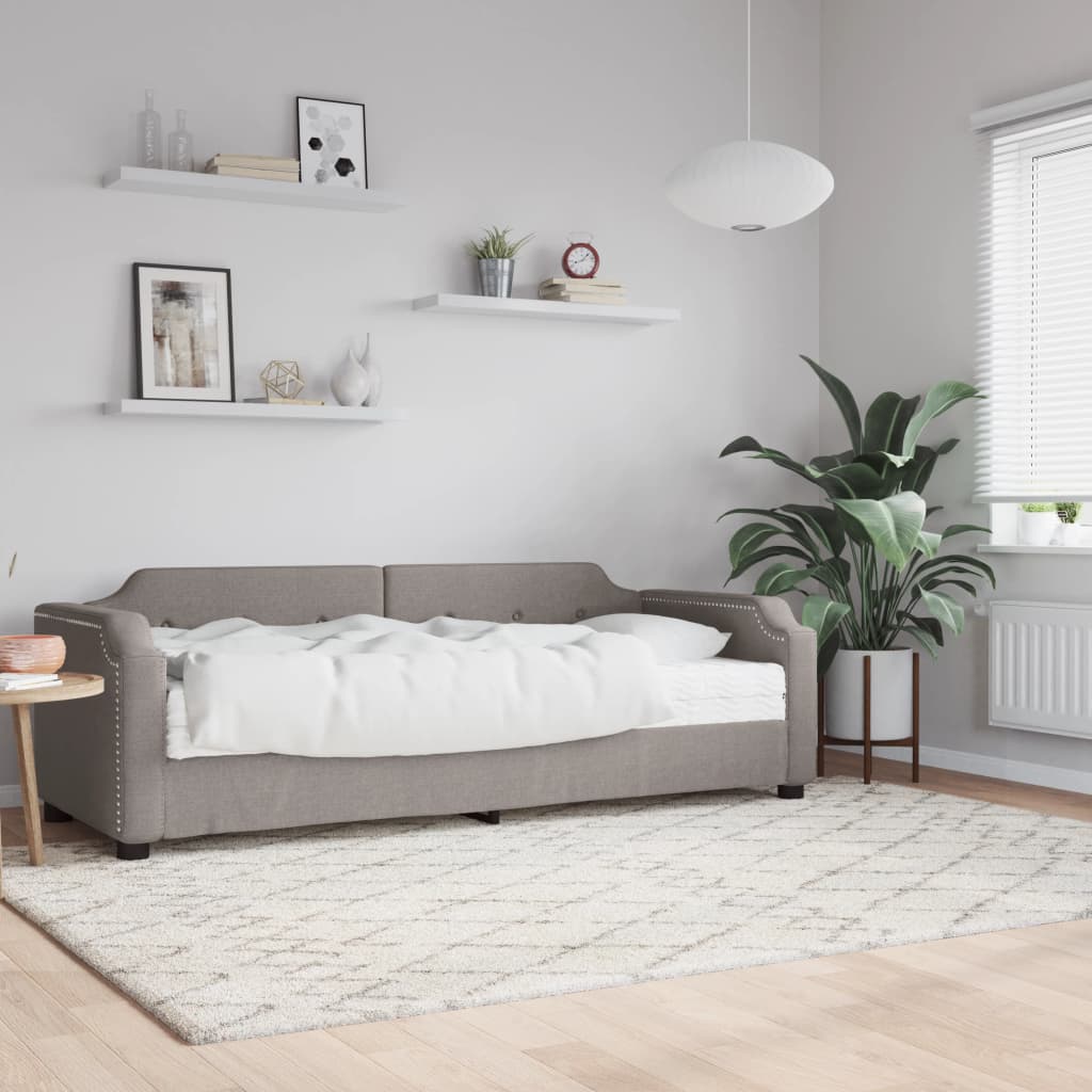 Dnevni krevet s madracem smeđesivi 80 x 200 cm od tkanine