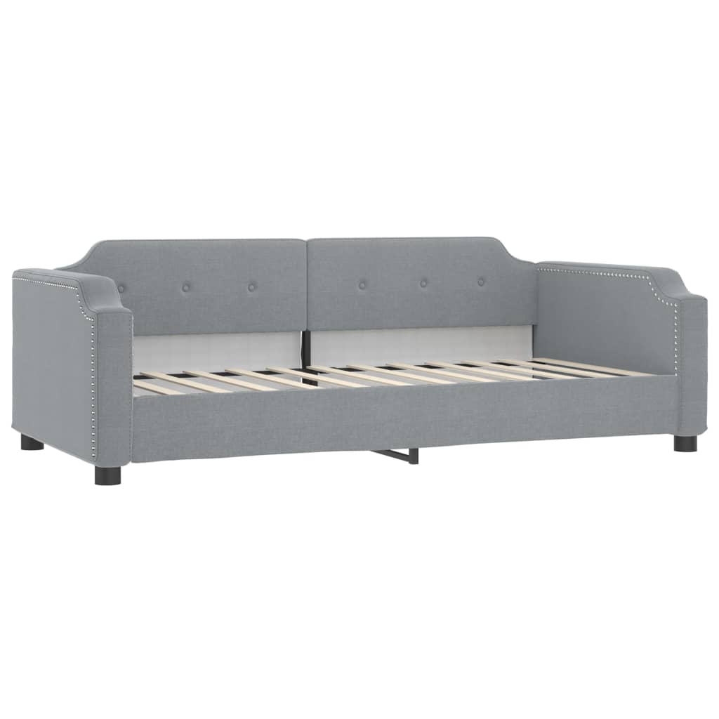 Dnevni krevet s madracem svjetlosivi 90 x 200 cm od tkanine