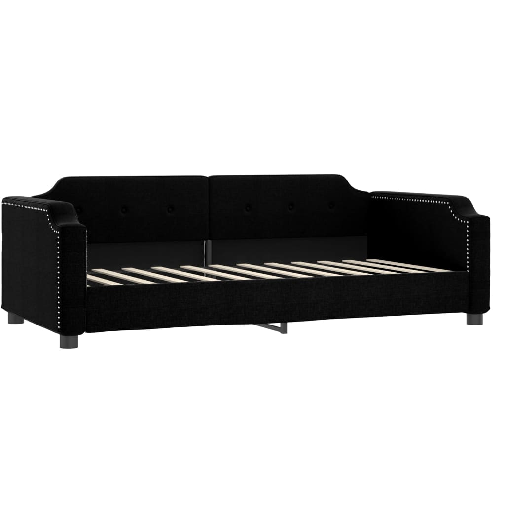 Dnevni krevet s madracem crni 100 x 200 cm od tkanine