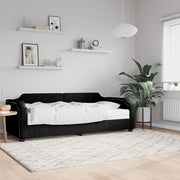 Dnevni krevet s madracem crni 100 x 200 cm od tkanine