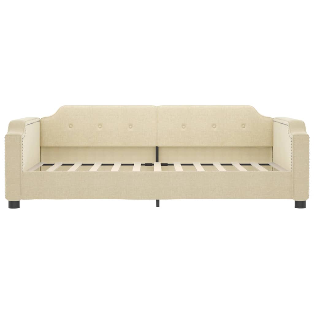Dnevni krevet s madracem krem 100 x 200 cm od tkanine