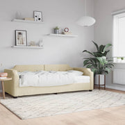 Dnevni krevet s madracem krem 100 x 200 cm od tkanine
