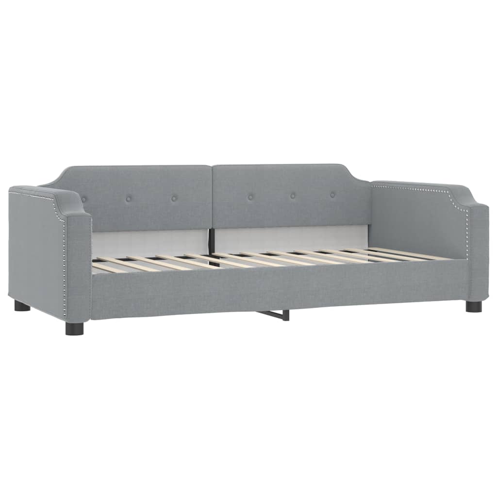 Dnevni krevet s madracem svjetlosivi 90 x 190 cm od tkanine