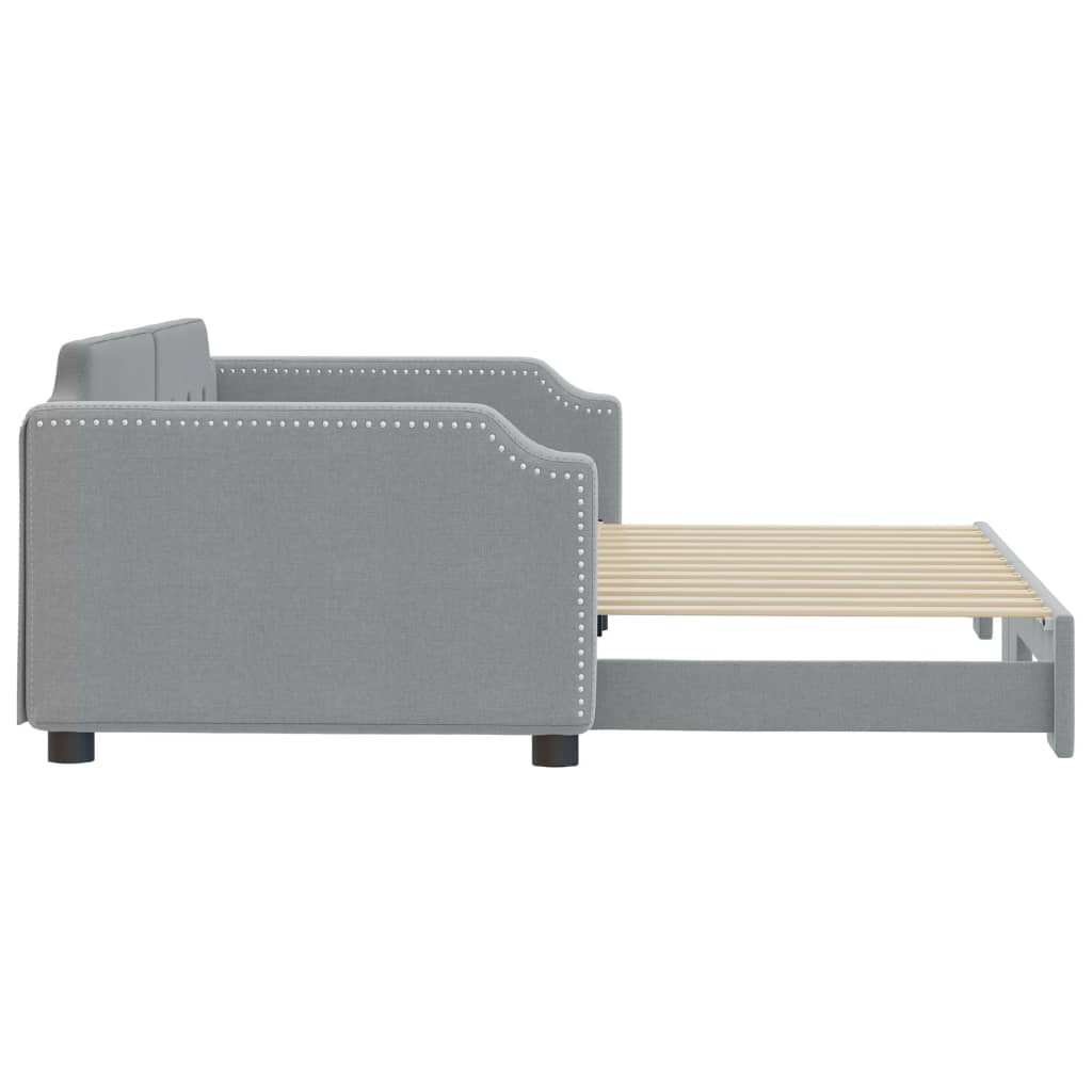 Dnevni krevet na razvlačenje svjetlosivi 100x200 cm od tkanine