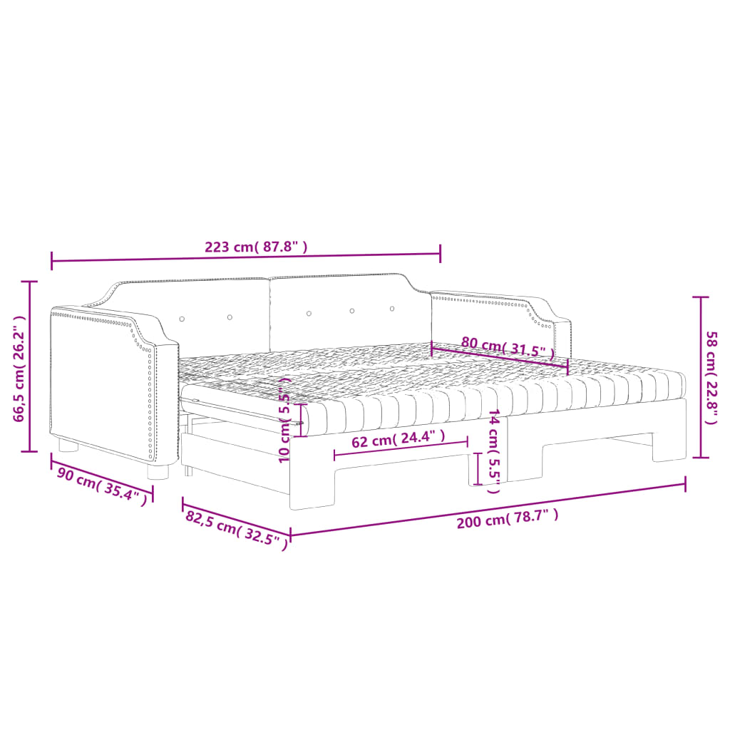 Dnevni krevet na razvlačenje krem 80 x 200 cm od tkanine