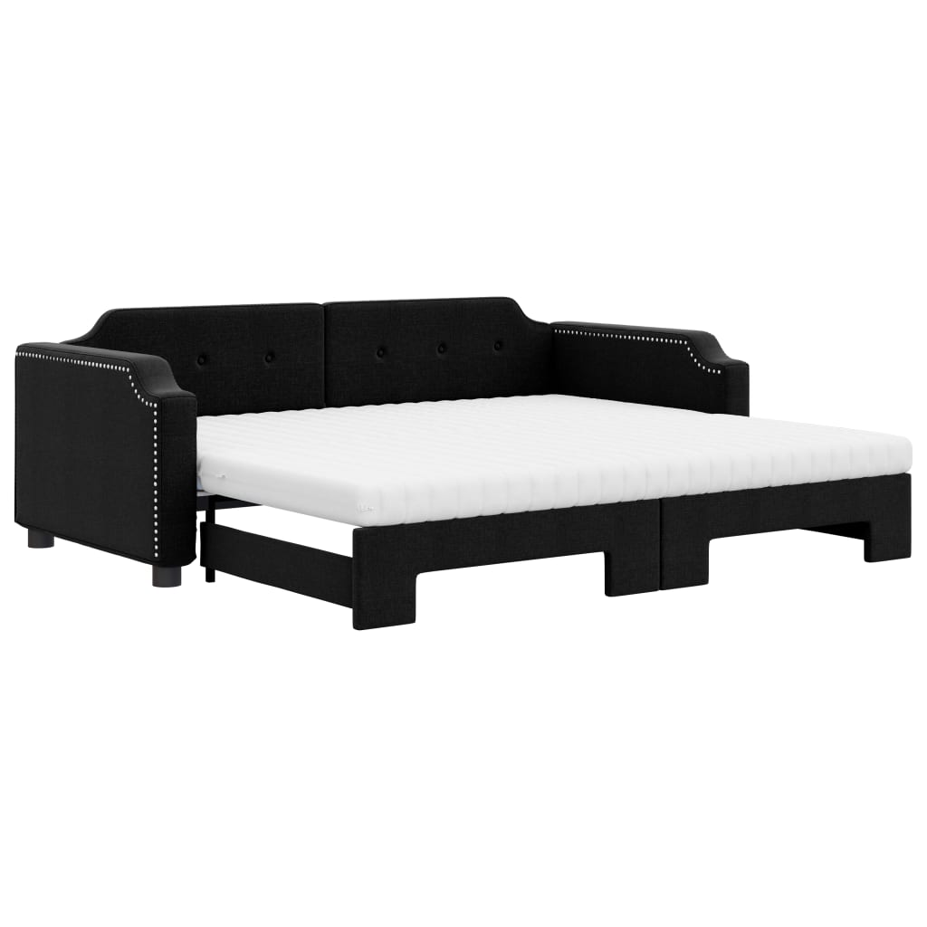 Dnevni krevet na razvlačenje crni 90 x 190 cm od tkanine