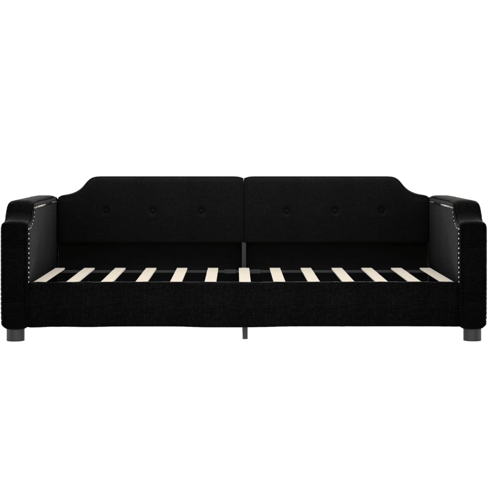 Dnevni krevet na razvlačenje s ladicama crni 100x200 cm tkanina