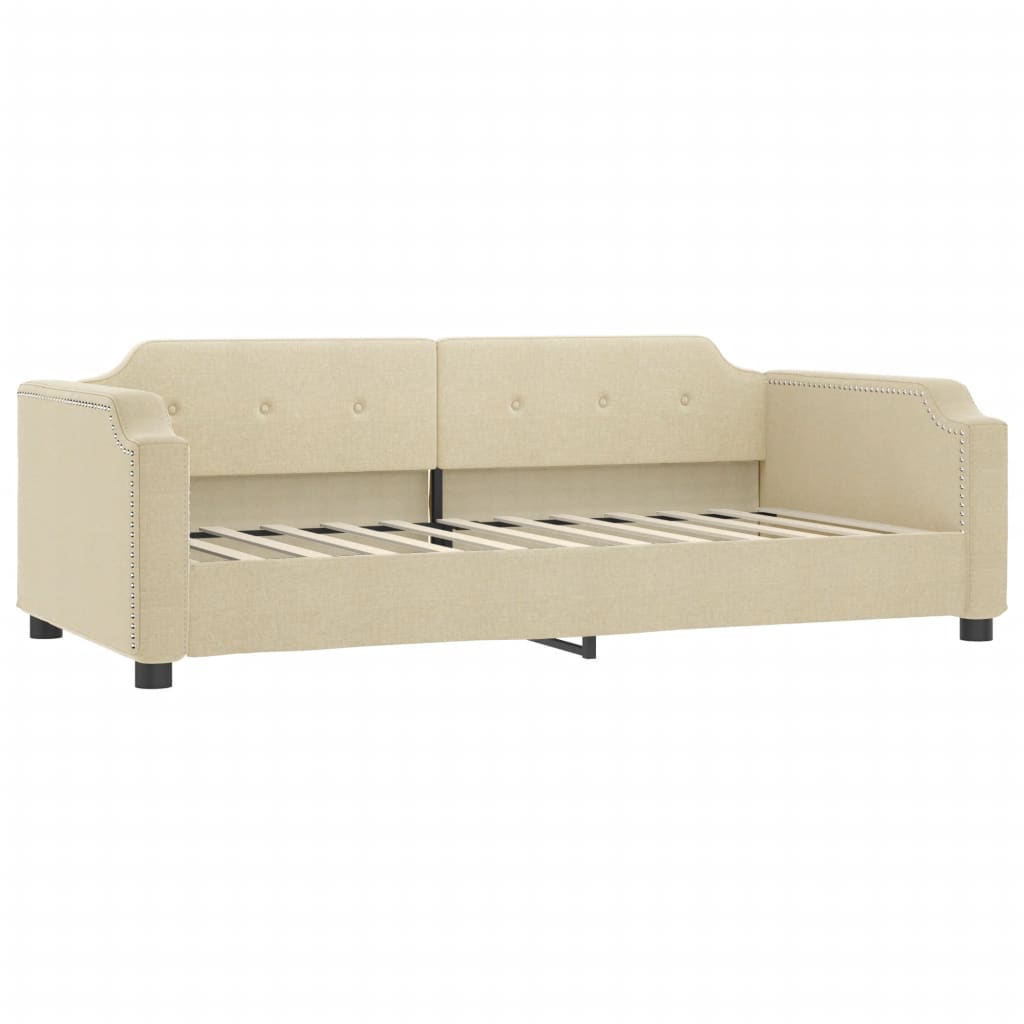 Dnevni krevet na razvlačenje s ladicama krem 90x200 cm tkanina
