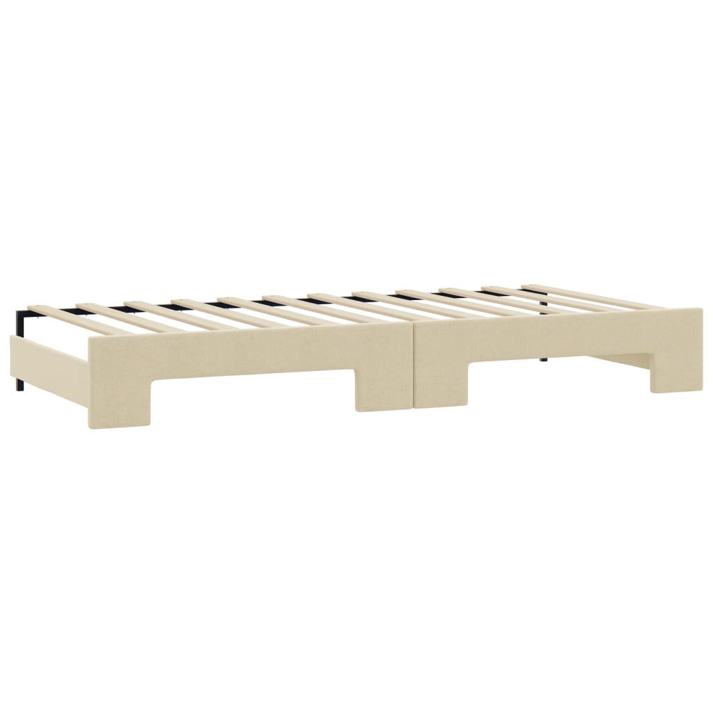 Dnevni krevet na razvlačenje s ladicama krem 90x200 cm tkanina