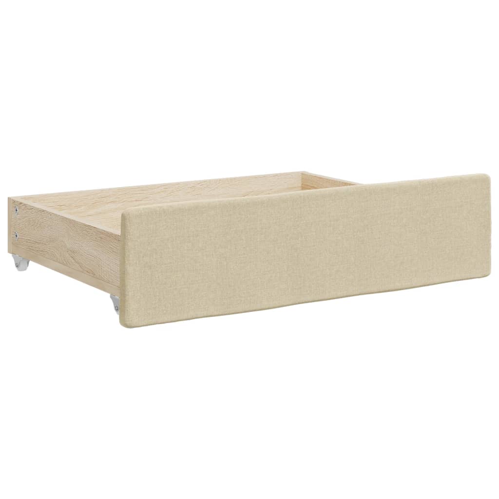 Dnevni krevet na razvlačenje s ladicama krem 90x200 cm tkanina