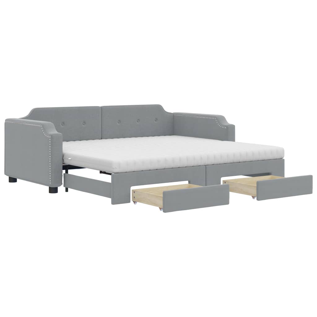Dnevni krevet na razvlačenje svjetlosivi 90 x 190 cm od tkanine