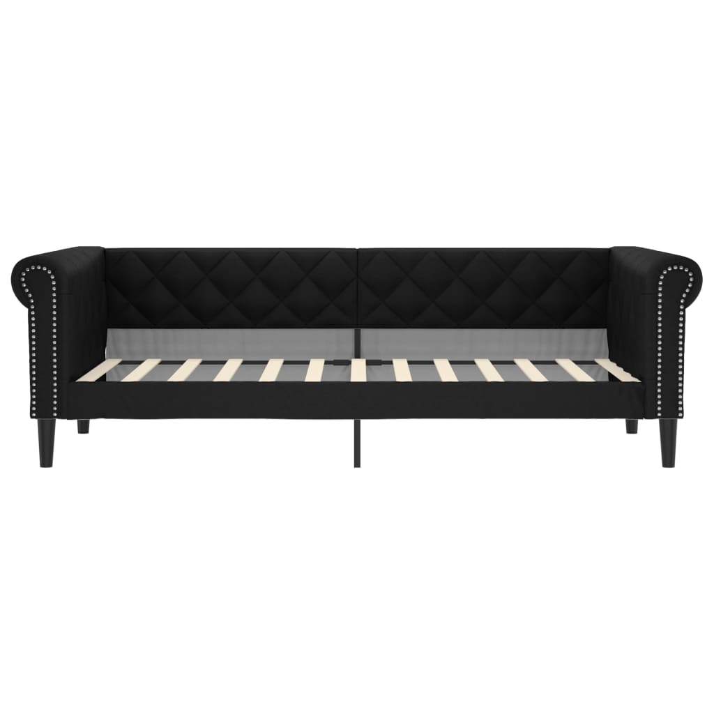 Dnevni krevet s madracem crni 90 x 200 cm od umjetne kože