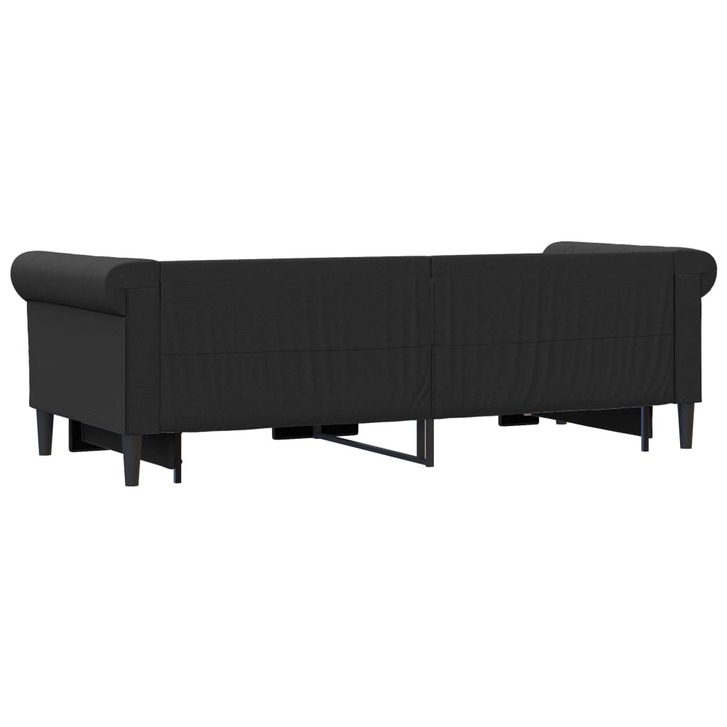 Dnevni krevet na razvlačenje crni 90 x 200 cm od umjetne kože