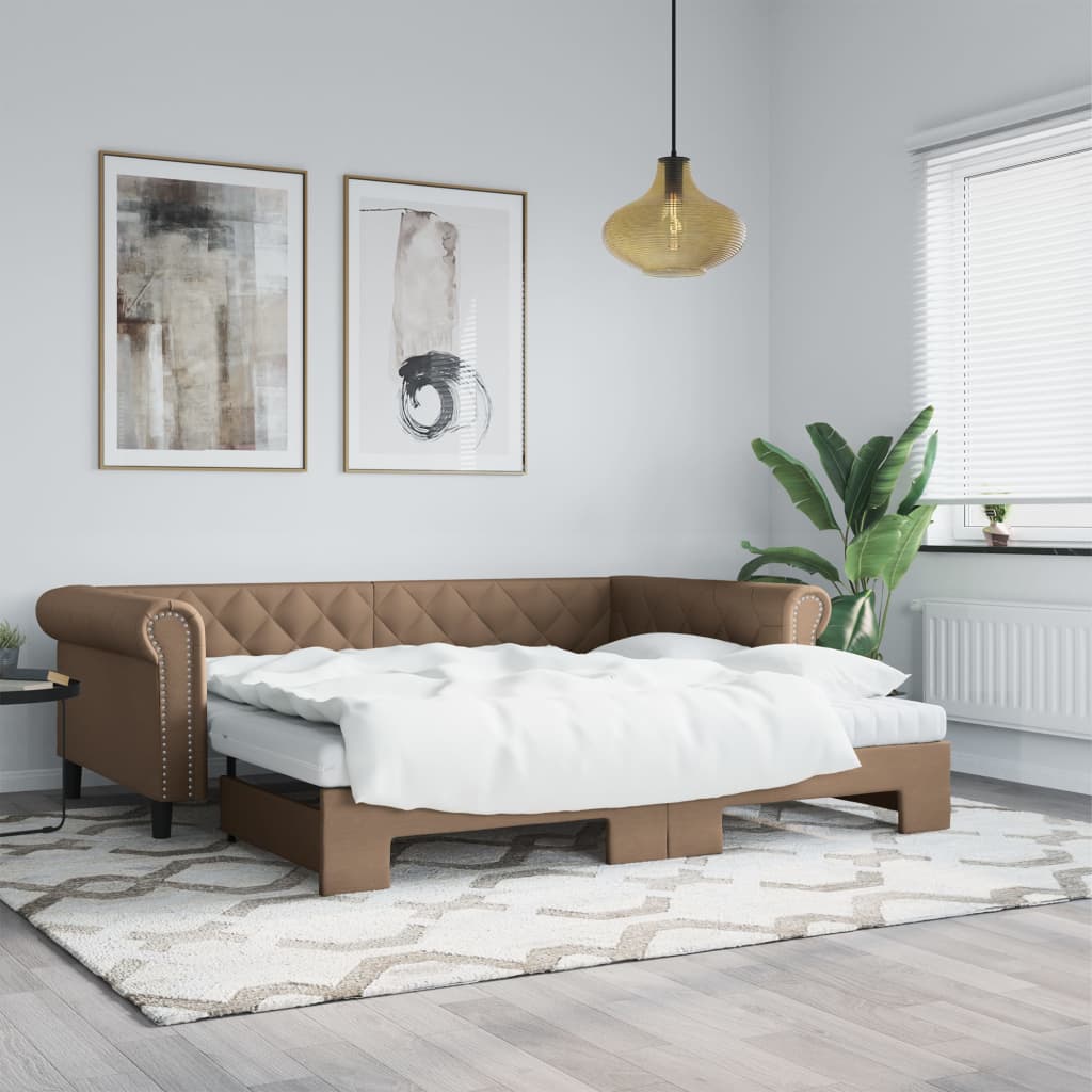 Dnevni krevet na razvlačenje cappuccino 90x200 cm umjetna koža