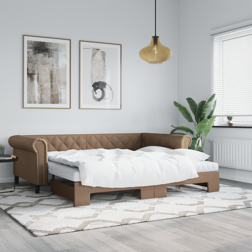 Dnevni krevet na razvlačenje cappuccino 90x200 cm umjetna koža