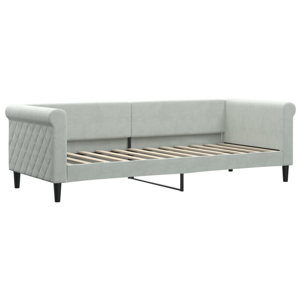 Dnevni krevet s madracem svjetlosivi 80 x 200 cm baršunasti