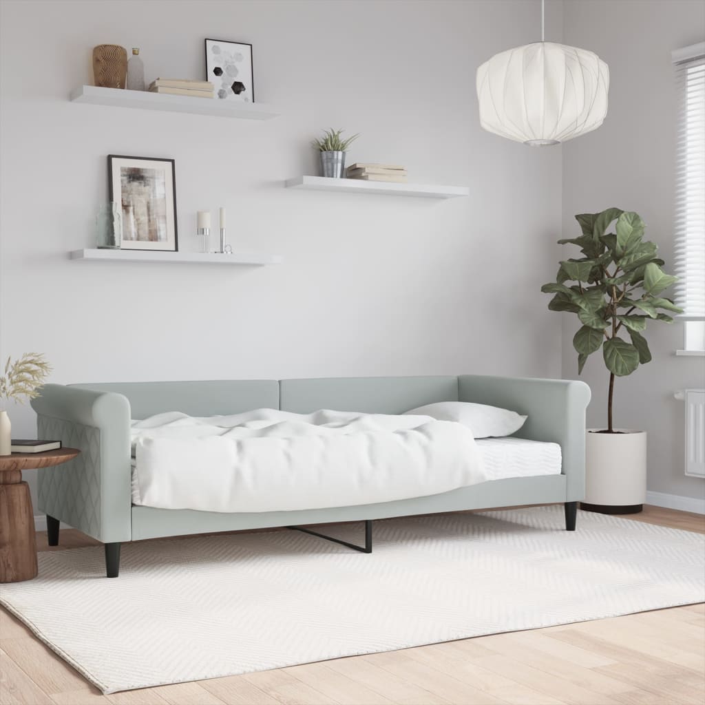 Dnevni krevet s madracem svjetlosivi 80 x 200 cm baršunasti