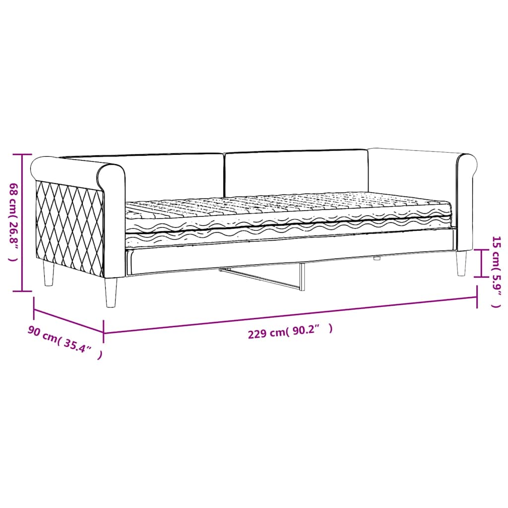 Dnevni krevet s madracem tamnozeleni 80 x 200 cm baršunasti