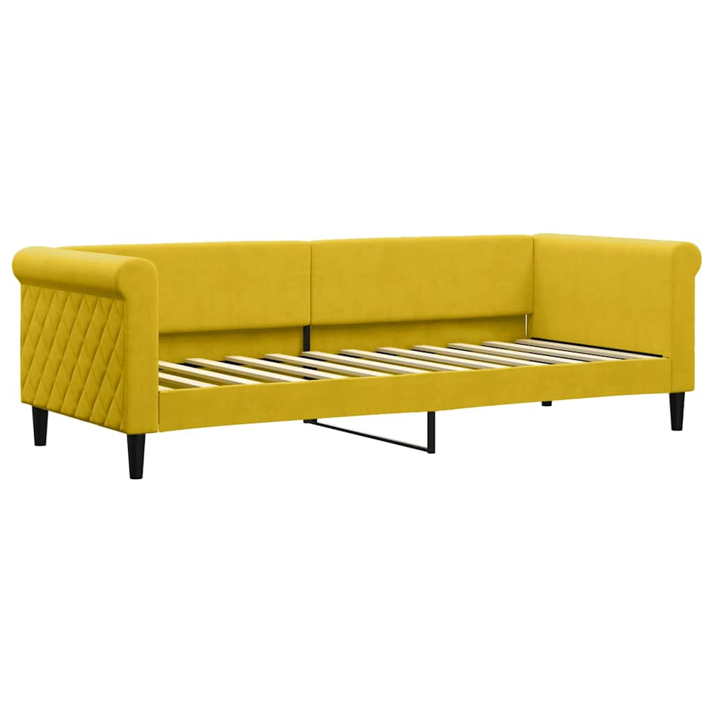 Dnevni krevet s madracem žuti 80 x 200 cm baršunasti